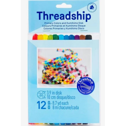 DMC Threadship Pack 12 madejas colores primarios + Disco Kumihimo